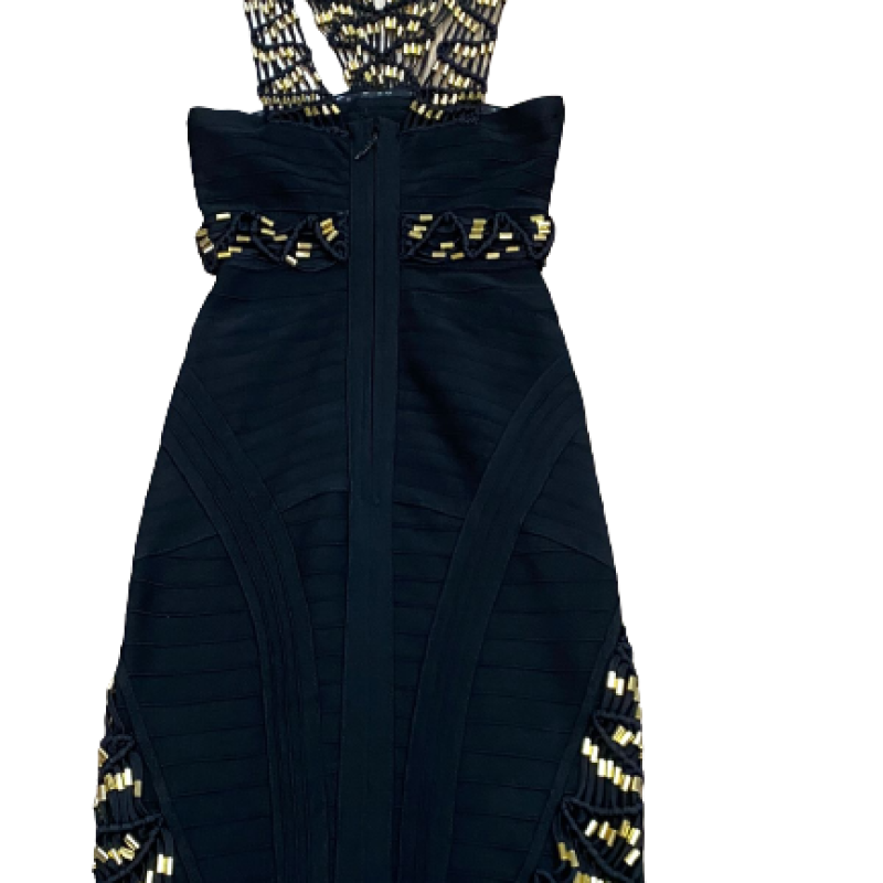 Vestido Herve Leger Preto C/Dourado-PP