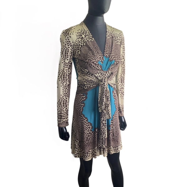 Vestido Issa Animal Print/ Turquesa 