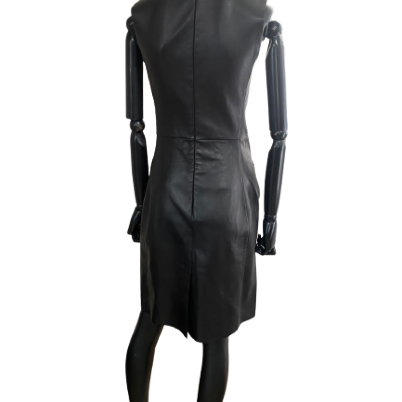 Vestido Jil Sander Couro Preto-38 Vestido Jil Sander Couro Preto-38