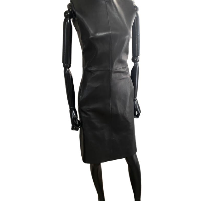 Vestido Jil Sander Couro Preto-38 Vestido Jil Sander Couro Preto-38