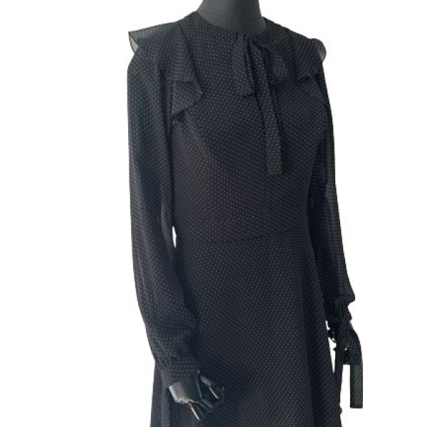 Vestido Lu Monteiro Seda Poá Preta