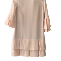 Vestido Lu Monteiro Tecido Rosa Manga de Pregas