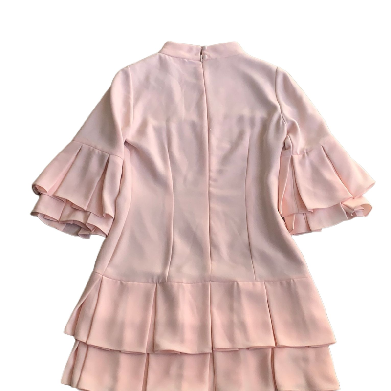 Vestido Lu Monteiro Tecido Rosa Manga de Pregas