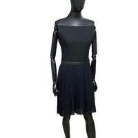 Vestido Maje Preto Babado Seda