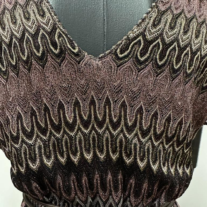 Vestido Missoni com continho de couro - M