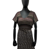 Vestido Missoni com continho de couro - M