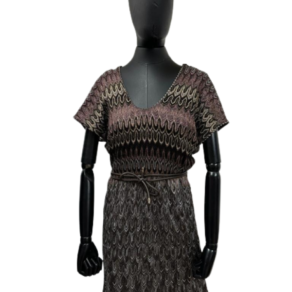 Vestido Missoni com continho de couro - M