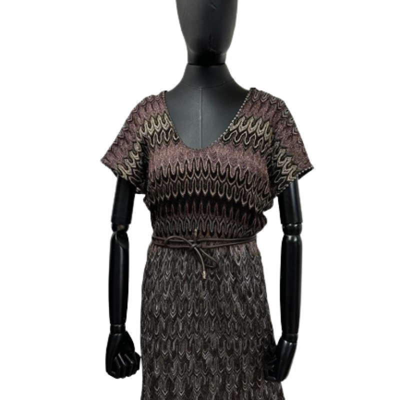 Vestido Missoni com continho de couro - M Vestido Missoni com continho de couro - M