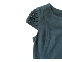 Vestido Mixed Couro Verde