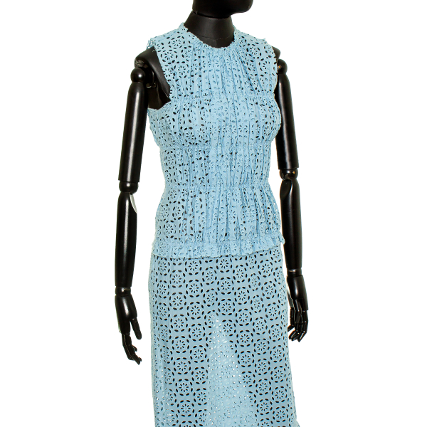 Vestido Nina Ricci Longo Vazado Azul