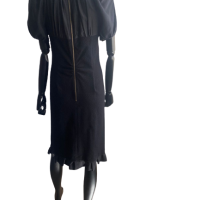 Vestido Nina Ricci Seda Rendado Preto- 40