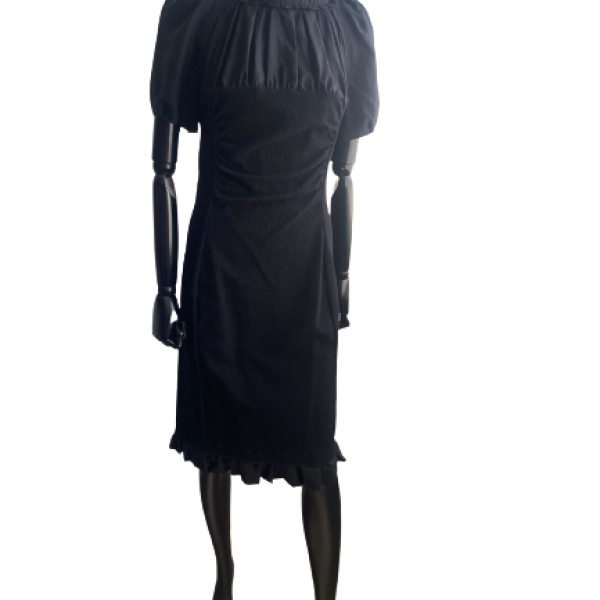 Vestido Nina Ricci Seda Rendado Preto- 40