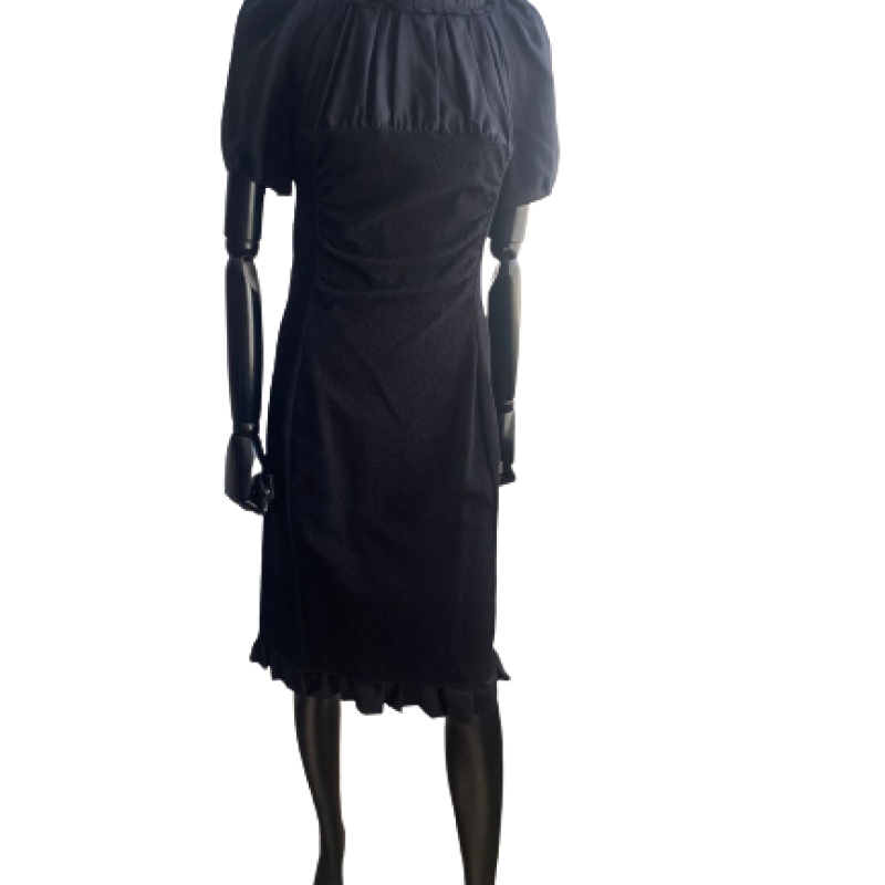 Vestido Nina Ricci Seda Rendado Preto- 40