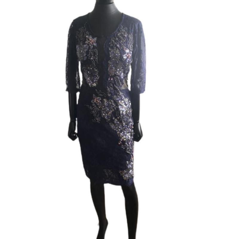 Vestido Patrícia Bonaldi Azul Embellished Festa-42 Vestido Patrícia Bonaldi Azul Embellished Festa-42