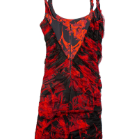 Vestido Roberto Cavalli Renda Preto Estampado Vermelho-40