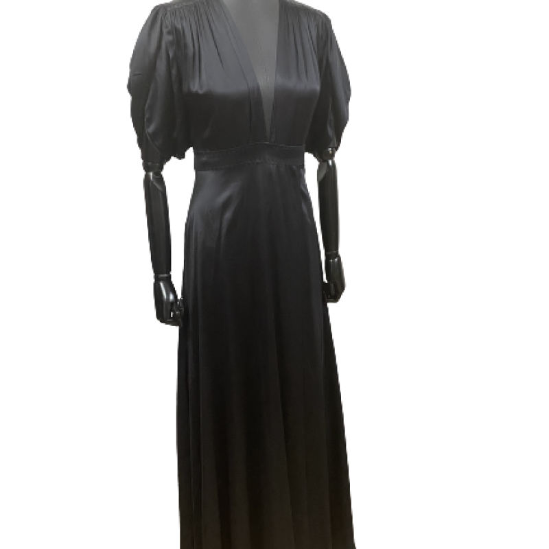 Vestido Stella McCartney Cetim preto longo 40 Vestido Stella McCartney Cetim preto longo 40