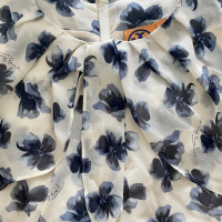 Vestido Tory Burch Seda Cinza Estampado Flores 
