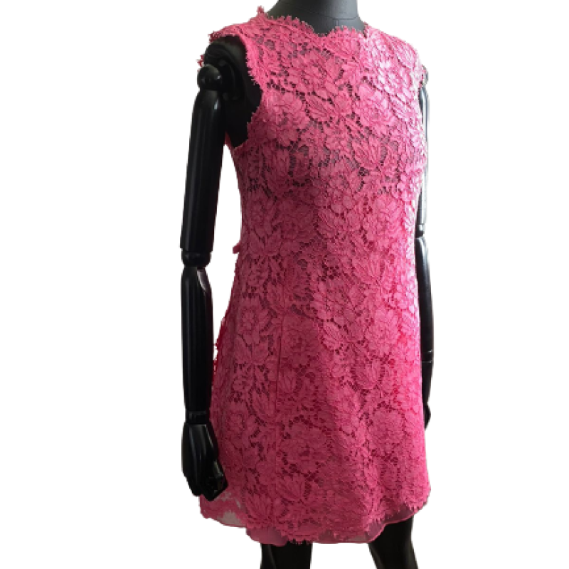Vestido Valentino Vazado Rosa-40 Vestido Valentino Vazado Rosa-40