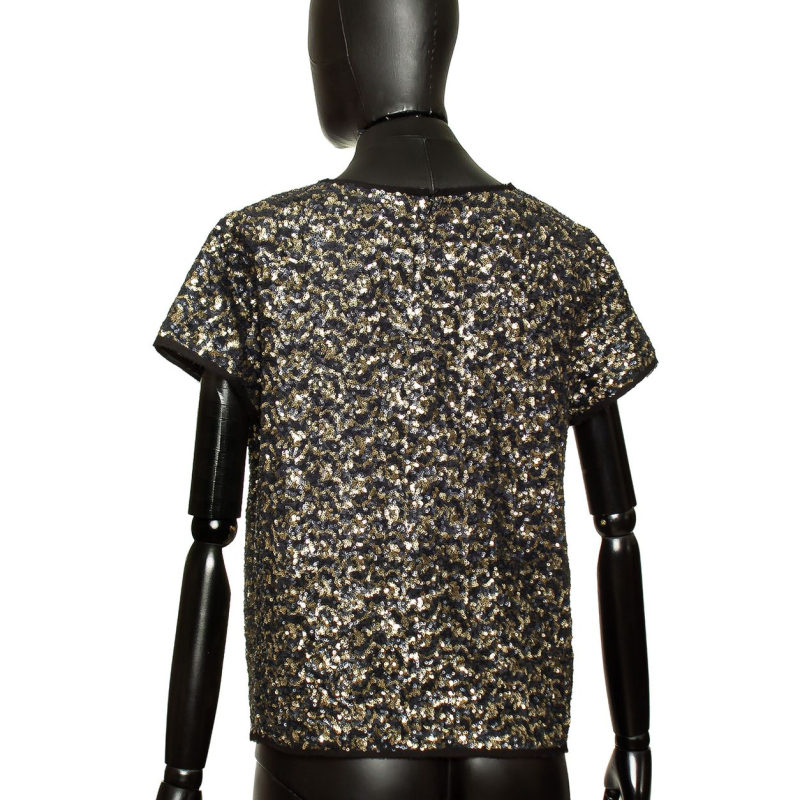 Camiseta Zadig & Voltaire Deluxe Paetê / Preto Dourado e Azul escuro P Camiseta Zadig & Voltaire Deluxe Paetê / Preto Dourado e Azul escuro P
