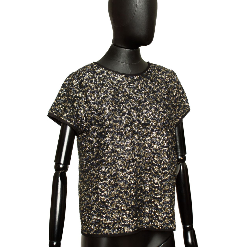 Camiseta Zadig &amp; Voltaire Deluxe Paetê / Preto Dourado e Azul escuro P