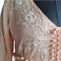Vestido Nammos Pêssego Bordado Longo - P