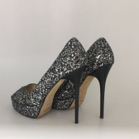 Peep Toe Jimmy Choo Purpurina Preta-34