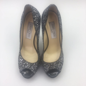 Peep Toe Jimmy Choo Purpurina Preta-34