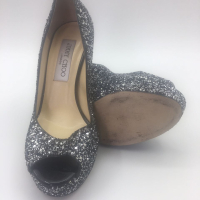 Peep Toe Jimmy Choo Purpurina Preta-34