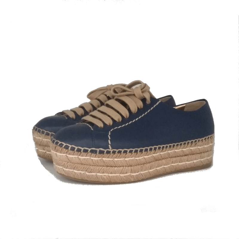 Tênis Prada em Couro Azul - 34 Tênis Prada em Couro Azul - 34