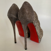 Peep Toe Christian Louboutin Silver Metallic Torsatoe Glitter