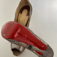 Peep Toe Christian Louboutin Silver Metallic Torsatoe Glitter