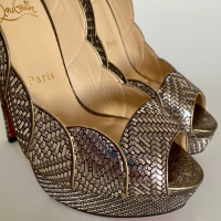 Peep Toe Christian Louboutin Silver Metallic Torsatoe Glitter